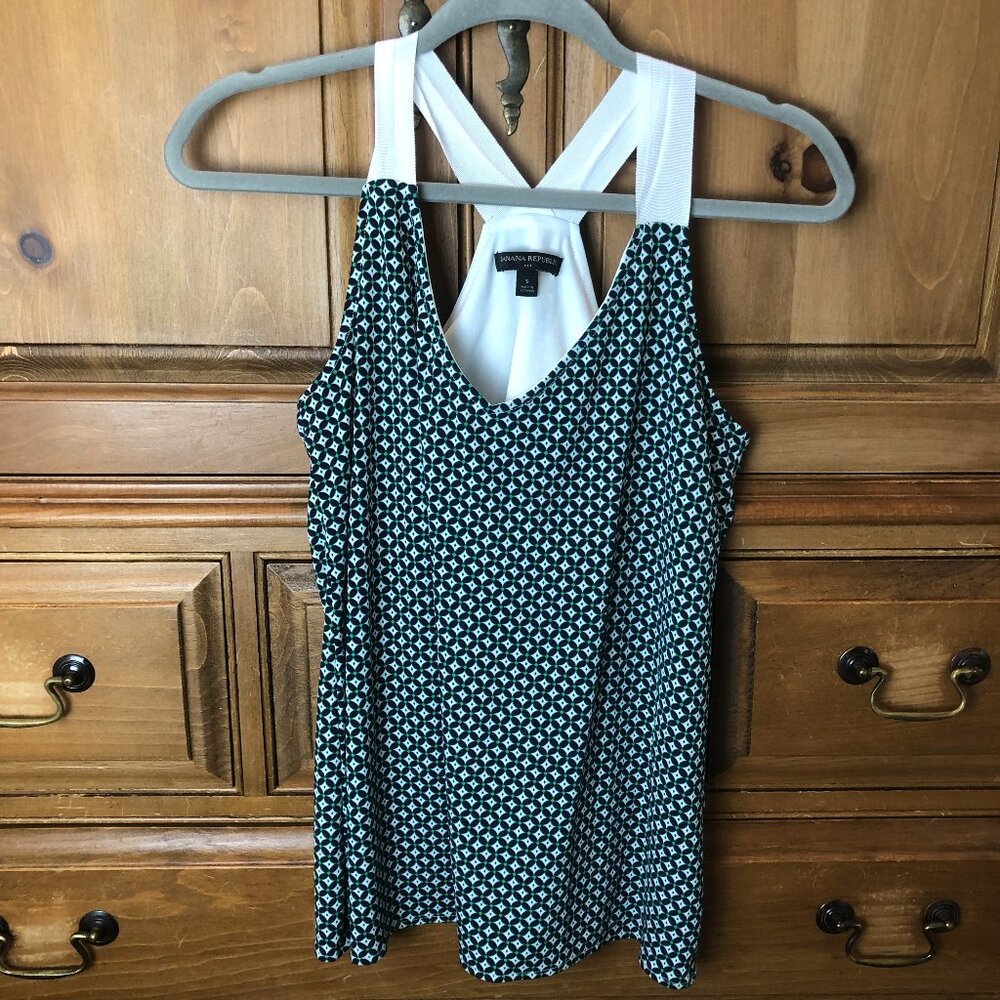 Banana Republic Green Mosaic Tile Blouse